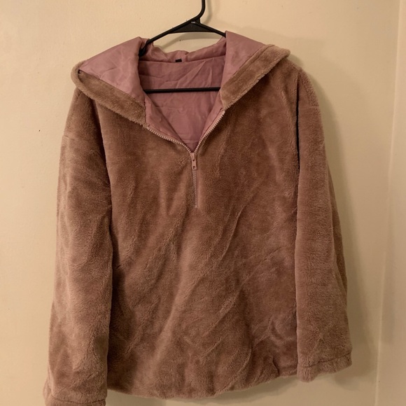 Tan/Pink Sherpa fluffy jacket - Picture 7 of 7